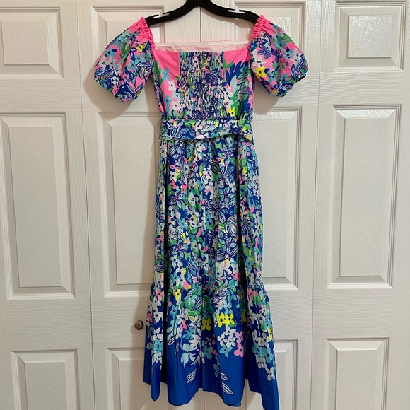 Zalie Floral Off the Shoulder Midi Dress LILLY PULITZER® NWT Size 4 - Picture 6 of 7